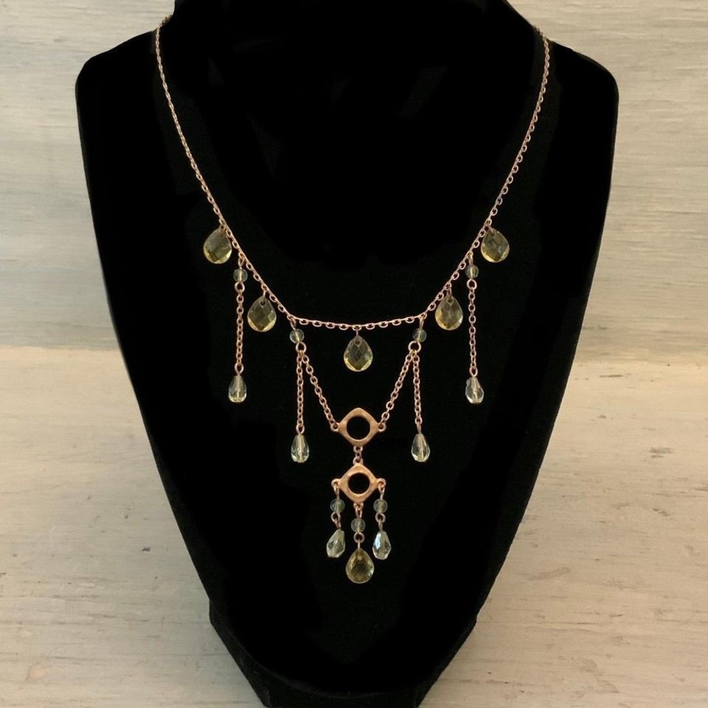 Cookie Lee Multi Strand Faceted Bead Dangling Tassel Fashion Necklace NWT